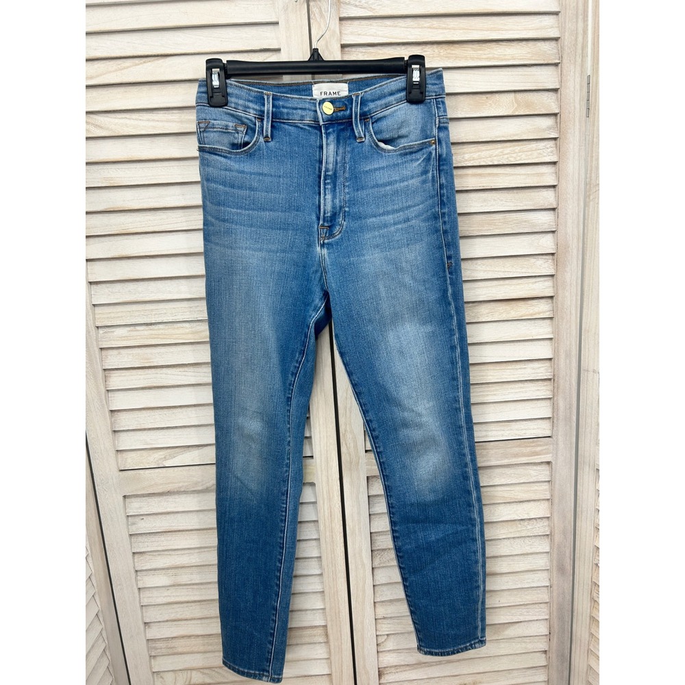 FRAME Ali High Rise Cigarette 27 Light Blue Denim Stretchy Skinny Jeans